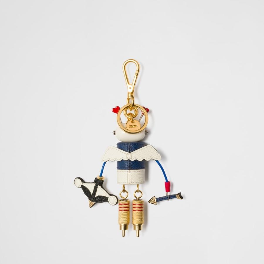 プラダ PRADA 2026春夏 メンズ Robot バッグチャーム【ブルー/ホワイト 】【送料無料】【正規品】の画像