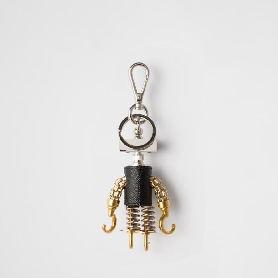 プラダ PRADA 2026春夏 メンズ Robot サフィアーノレザー バッグチャーム【グレー 】【送料無料】【正規品】の画像