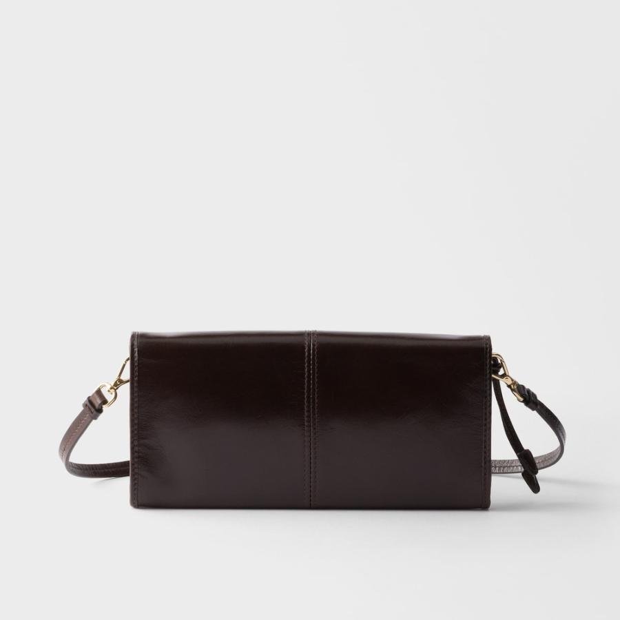 プラダ PRADA 2026春夏 レディース ショルダーストラップ付レザー 財布1MT036_2CYR_F0003【ダークブラウン 】【送料無料】【正規品】の画像