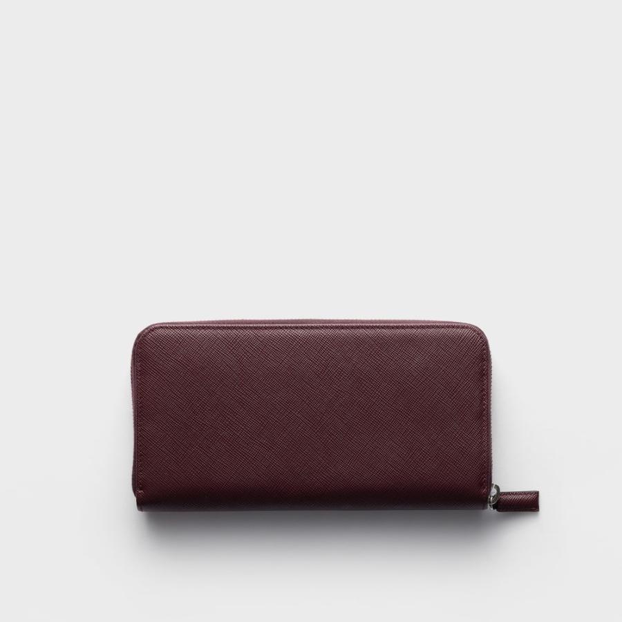 プラダ PRADA 2026春夏 メンズ サフィアーノトライアングル ジップアラウンド財布【バーガンディ 】【送料無料】【正規品】の画像
