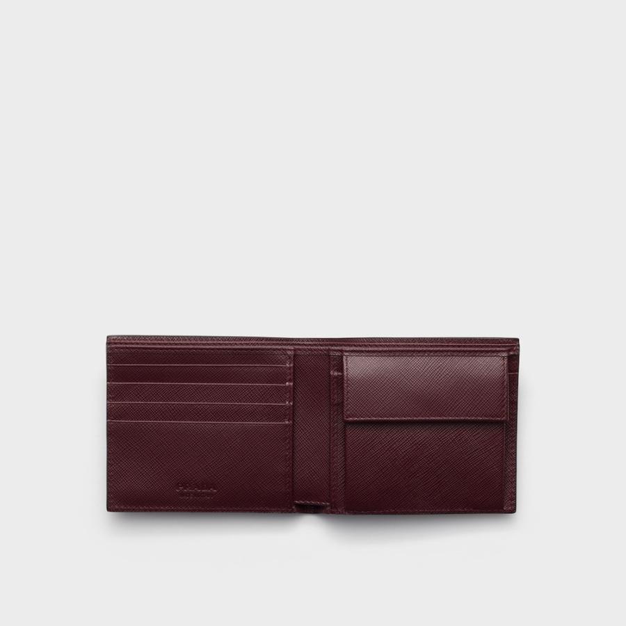 プラダ PRADA 2026春夏 メンズ コインパース付きサフィアーノレザーウォレット【カモフラージュ/バーガンディ 】【送料無料】【正規品】の画像