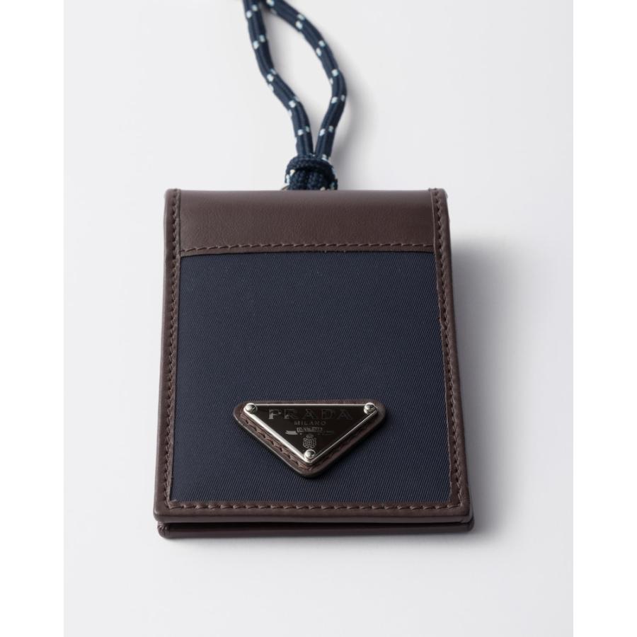 プラダ PRADA 2026春夏 メンズ スピードロック Re-Nylon レザー カードケース ストラップ付【ネイビー 】【送料無料】【正規品】の画像