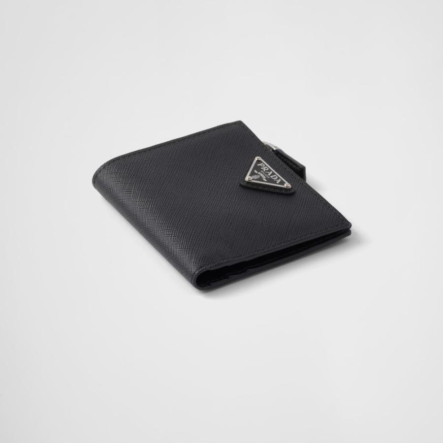 プラダ PRADA 2026春夏 メンズ サフィアーノトライアングル 財布【ブラック 】【送料無料】【正規品】の画像