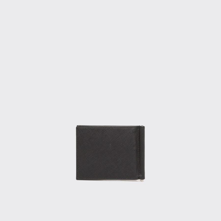 プラダ PRADA 2026春夏 メンズ マネークリップ付サフィアーノトライアングル 財布【ブラック 】【送料無料】【正規品】の画像
