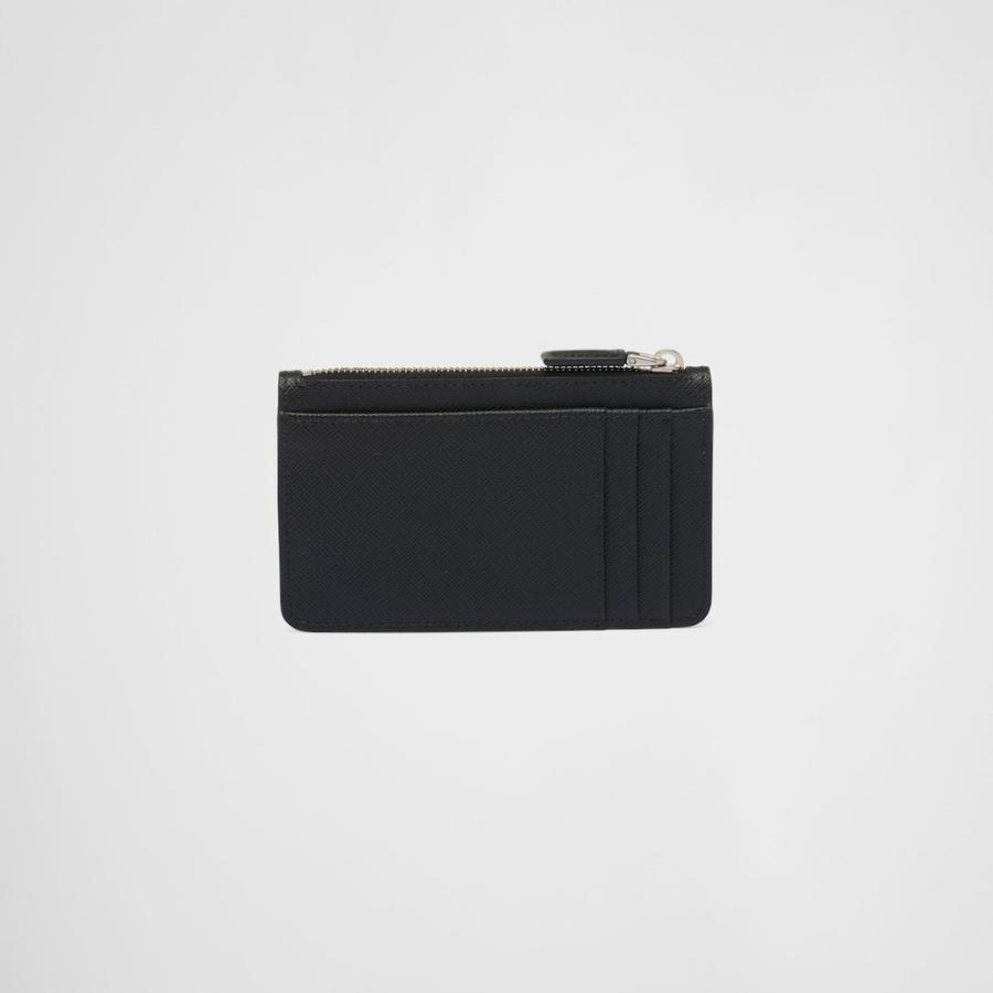 プラダ PRADA 2026春夏 メンズ サフィアーノトライアングル カードケース【ブラック 】【送料無料】【正規品】の画像