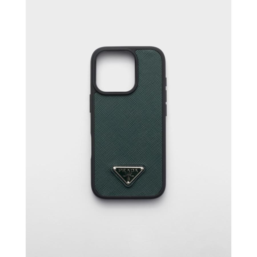 プラダ PRADA 2026春夏 メンズ サフィアーノレザー iPhone 16 Pro用ケース【エメラルドグリーン 】【送料無料】【正規品】
