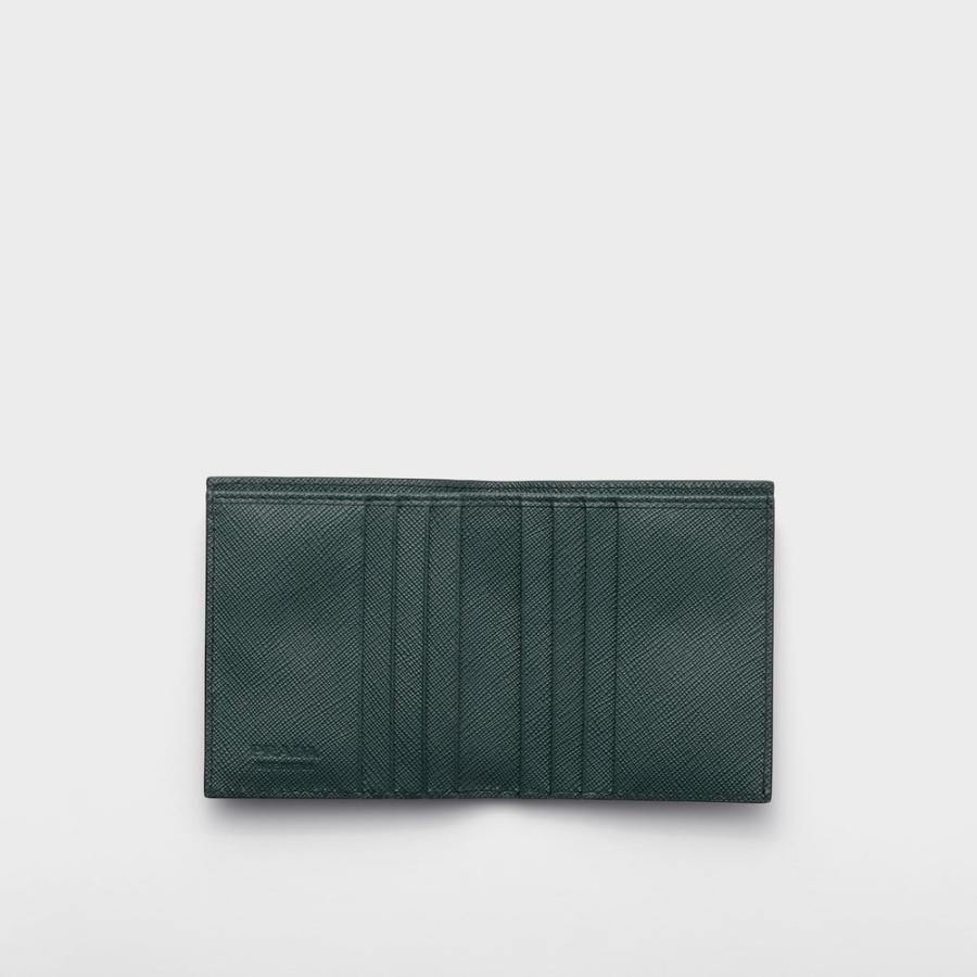 プラダ PRADA 2026春夏 メンズ サフィアーノレザー 財布【スモーキーグレー/エメラルド 】【送料無料】【正規品】の画像