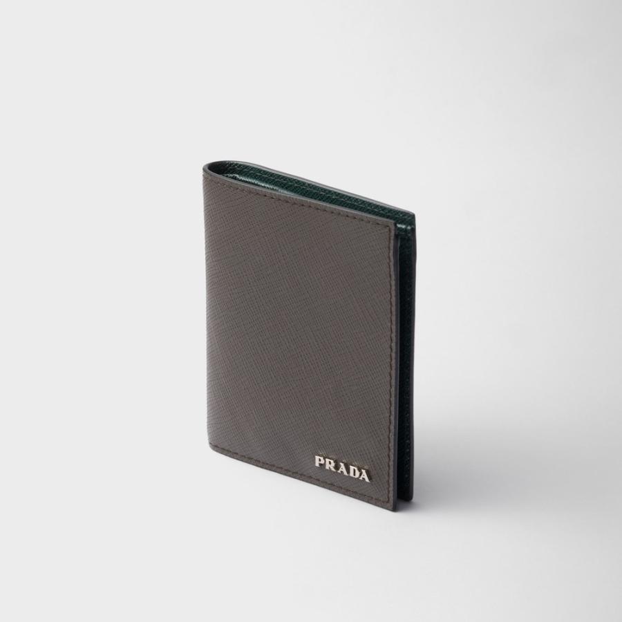 プラダ PRADA 2026春夏 メンズ サフィアーノレザー 財布【スモーキーグレー/エメラルド 】【送料無料】【正規品】の画像