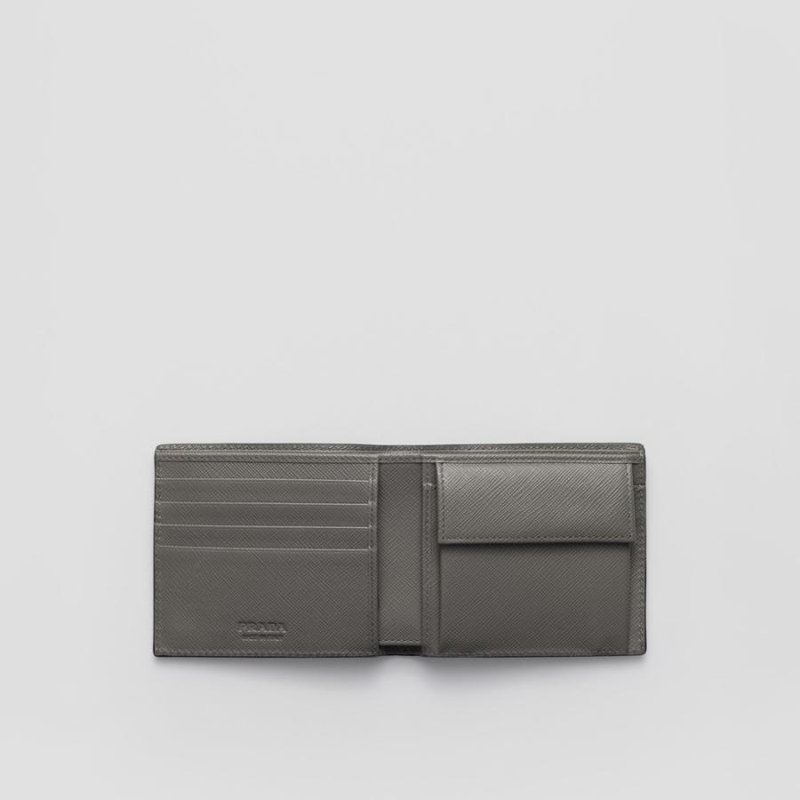 プラダ PRADA 2026春夏 メンズ コインパース付きサフィアーノレザーウォレット【バルティックブルー/マーブルグレー 】【送料無料】【正規品】の画像