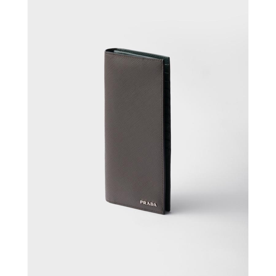 プラダ PRADA 2026春夏 メンズ サフィアーノレザー 財布【スモーキーグレー/エメラルド 】【送料無料】【正規品】の画像