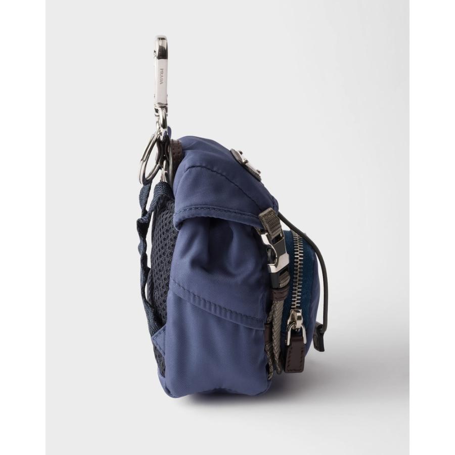 プラダ PRADA 2026春夏 メンズ ミニアイコン Re-Nylon x レザー キーチェーン チャーム【アビエーションブルー 】【送料無料】【正規品】の画像