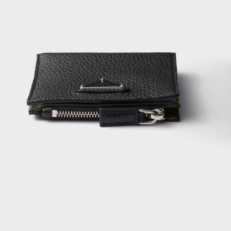 プラダ PRADA 2026春夏 メンズ ヴィッテロダイノレザー 財布【ブラック/ローデングリーン 】【送料無料】【正規品】の画像