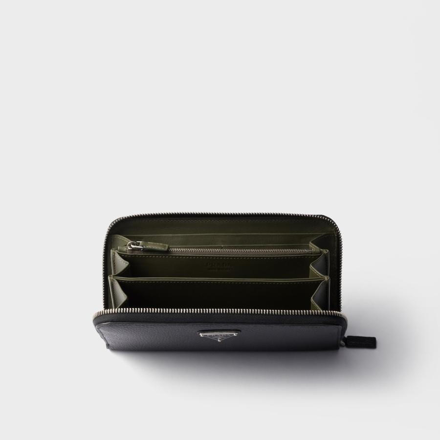 プラダ PRADA 2026春夏 メンズ ヴィッテロダイノレザー 財布【ブラック/ローデングリーン 】【送料無料】【正規品】の画像