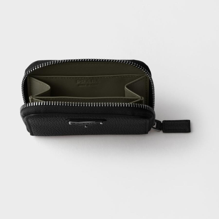 プラダ PRADA 2026春夏 メンズ ヴィッテロダイノレザー コインケース【ブラック/ローデングリーン 】【送料無料】【正規品】の画像
