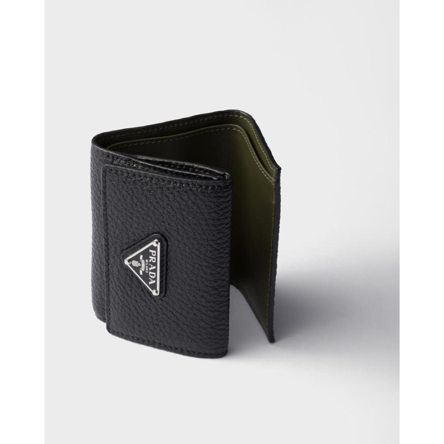 プラダ PRADA 2026春夏 メンズ ヴィッテロダイノレザー 財布【ブラック/ローデングリーン 】【送料無料】【正規品】の画像