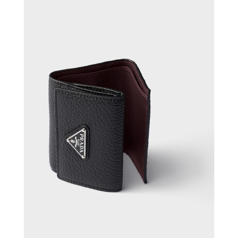 プラダ PRADA 2026春夏 メンズ ヴィッテロダイノレザー 財布【ブラック/バーガンディ 】【送料無料】【正規品】の画像