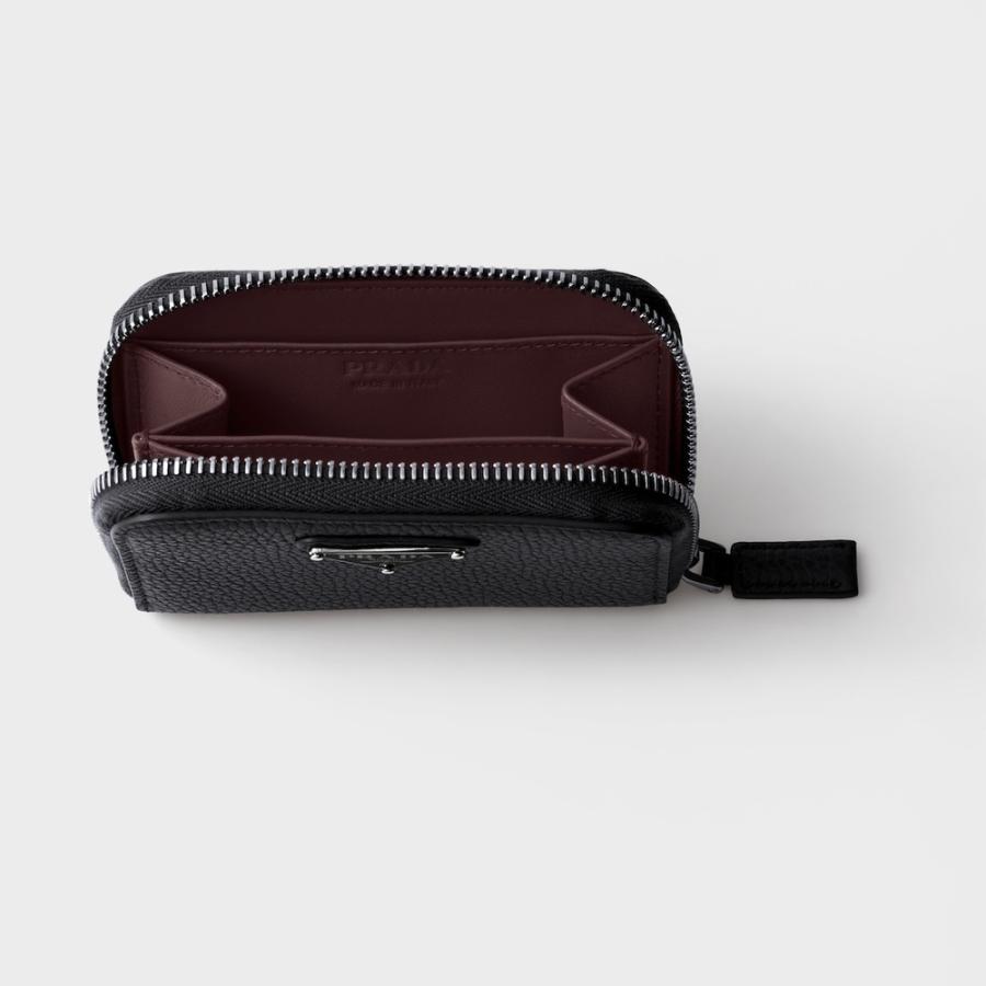 プラダ PRADA 2026春夏 メンズ ヴィッテロダイノレザー コインケース【ブラック/バーガンディ 】【送料無料】【正規品】の画像