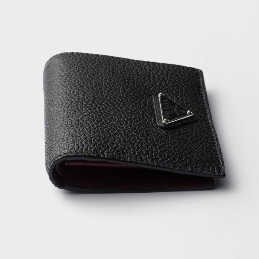 プラダ PRADA 2026春夏 メンズ レザー 財布【ブラック/バーガンディ 】【送料無料】【正規品】の画像