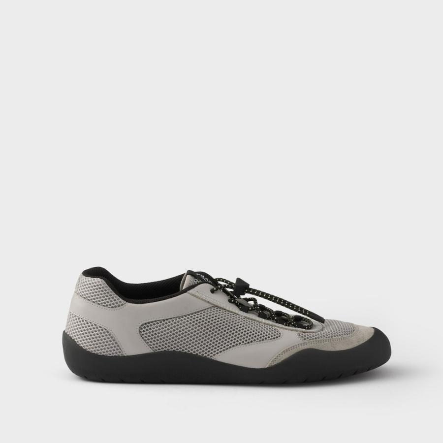 プラダ PRADA 2026春夏 メンズ スピードロック レザー メッシュ スニーカー【グレー 】【送料無料】【正規品】の画像