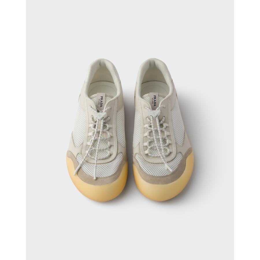 プラダ PRADA 2026春夏 メンズ スピードロック レザー メッシュ スニーカー【チョークホワイト 】【送料無料】【正規品】の画像