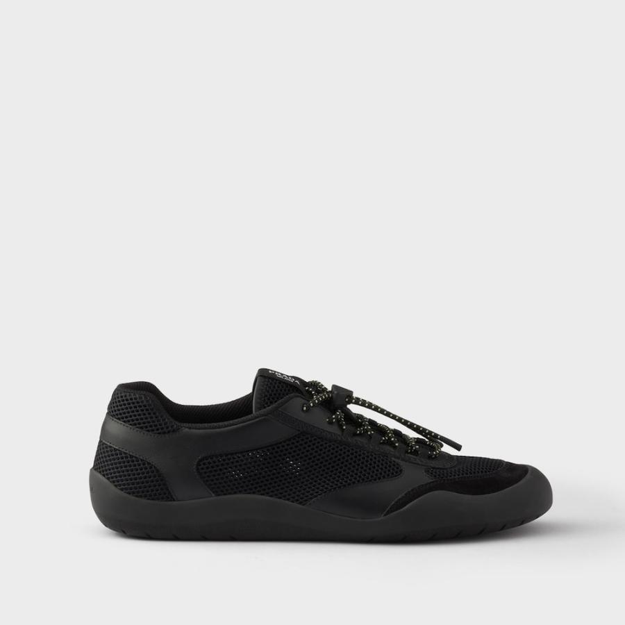 プラダ PRADA 2026春夏 メンズ スピードロック レザー メッシュ スニーカー【ブラック 】【送料無料】【正規品】の画像
