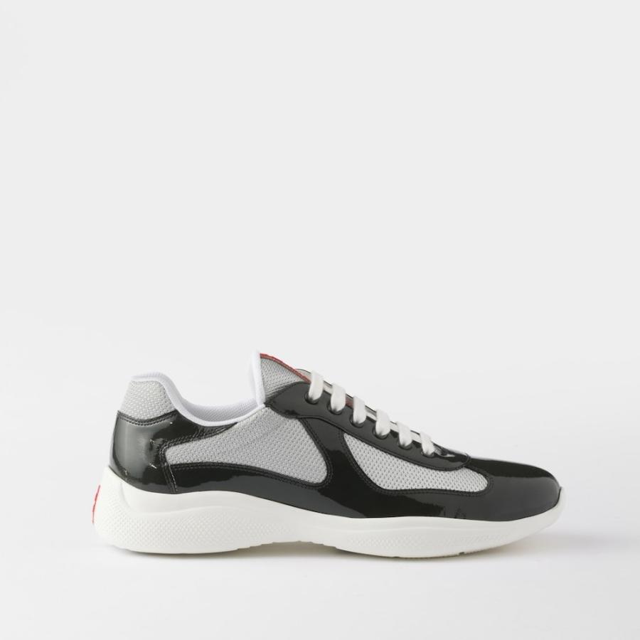 プラダ PRADA 2026春夏 メンズ アメリカズカップ パテントレザーxテクニカルファブリック スニーカー【グレー/シルバー 】【送料無料】【正規品】の画像