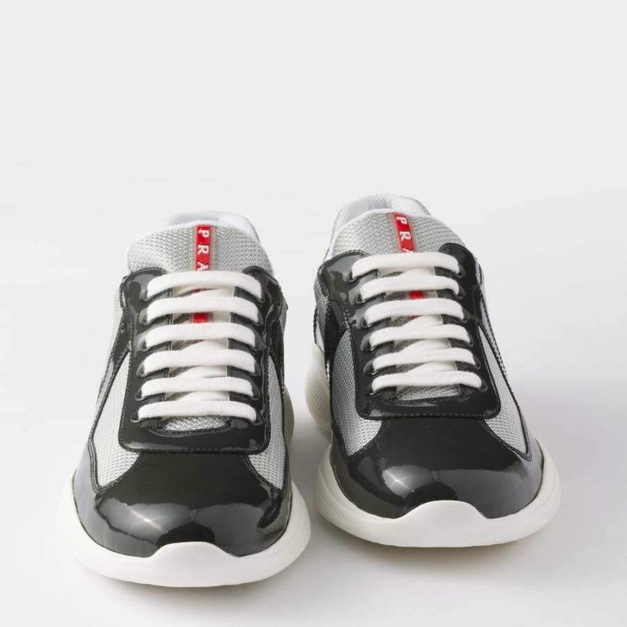 プラダ PRADA 2026春夏 メンズ アメリカズカップ パテントレザーxテクニカルファブリック スニーカー【グレー/シルバー 】【送料無料】【正規品】の画像