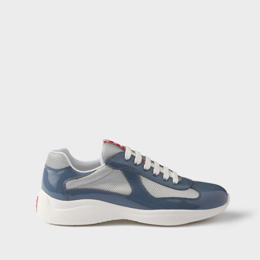プラダ PRADA 2026春夏 メンズ アメリカズカップ パテントレザーxテクニカルファブリック スニーカー【マリーナブルー／シルバー 】【送料無料】【正規品】の画像