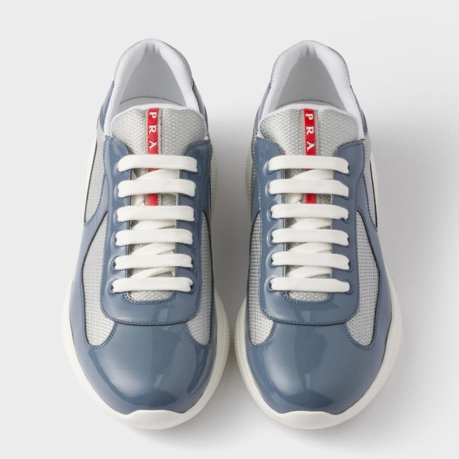 プラダ PRADA 2026春夏 メンズ アメリカズカップ パテントレザーxテクニカルファブリック スニーカー【マリーナブルー／シルバー 】【送料無料】【正規品】の画像