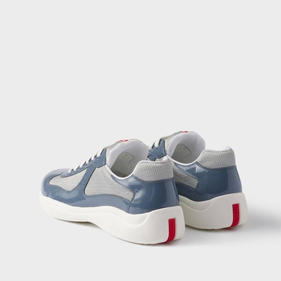 プラダ PRADA 2026春夏 メンズ アメリカズカップ パテントレザーxテクニカルファブリック スニーカー【マリーナブルー／シルバー 】【送料無料】【正規品】の画像