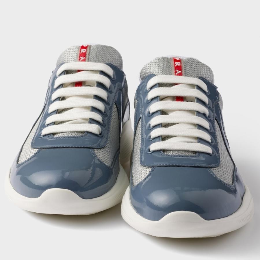 プラダ PRADA 2026春夏 メンズ アメリカズカップ パテントレザーxテクニカルファブリック スニーカー【マリーナブルー／シルバー 】【送料無料】【正規品】の画像