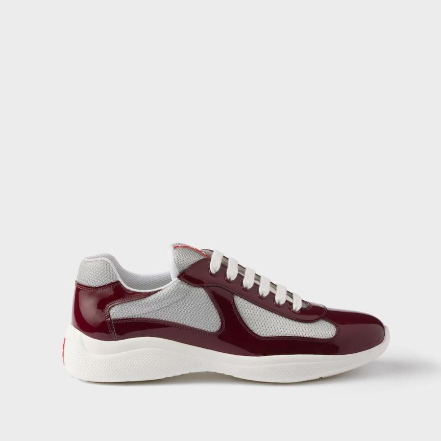 プラダ PRADA 2026春夏 メンズ アメリカズカップ パテントレザーxテクニカルファブリック スニーカー【バーガンディ/シルバー 】【送料無料】【正規品】の画像