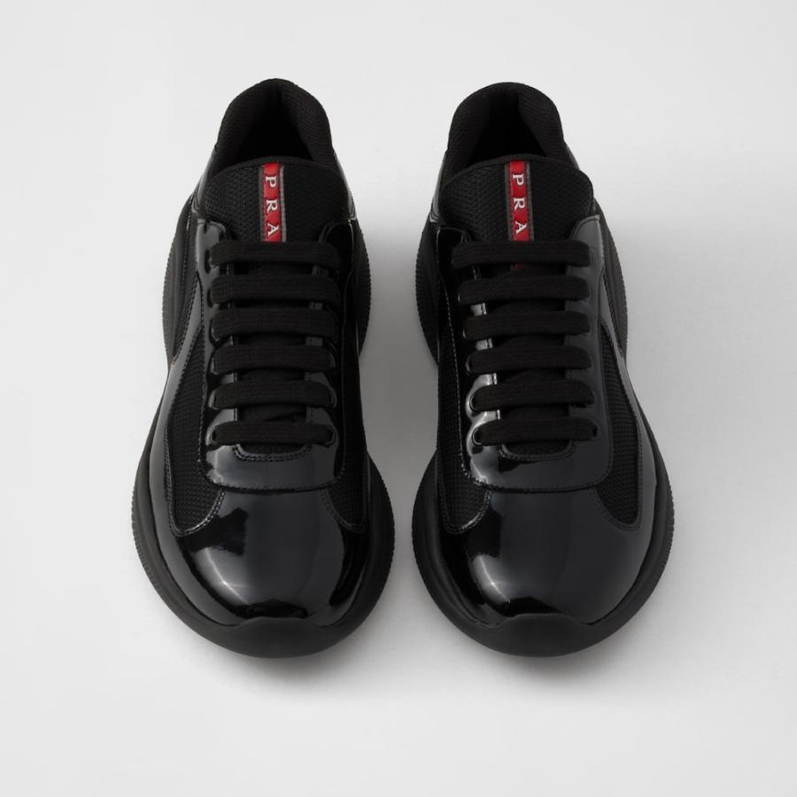 プラダ PRADA 2026春夏 メンズ アメリカズカップ パテントレザーxテクニカルファブリック スニーカー【ブラック 】【送料無料】【正規品】の画像