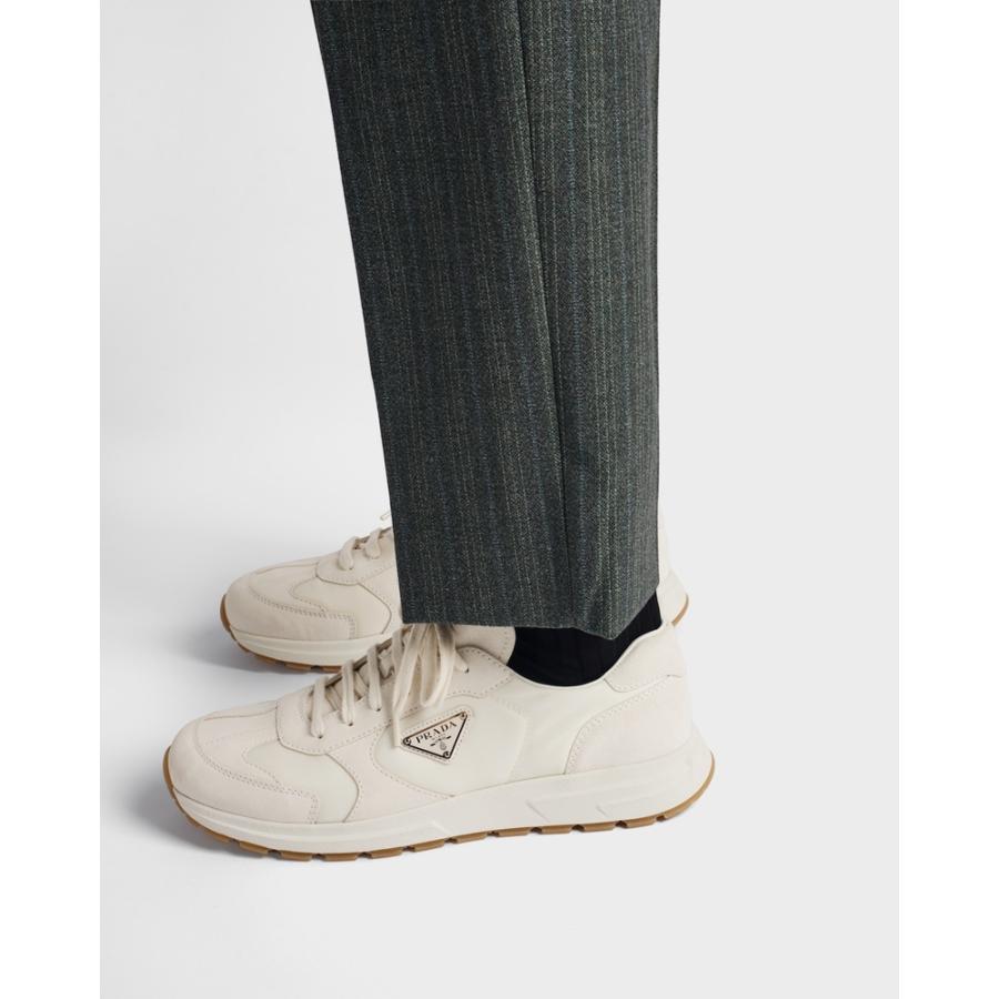 プラダ PRADA 2026春夏 メンズ Prax スエード x Re-Nylon スニーカー【アイボリー 】【送料無料】【正規品】の画像
