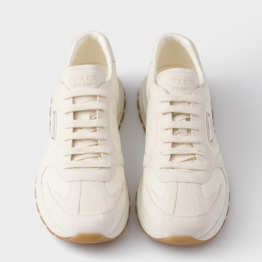 プラダ PRADA 2026春夏 メンズ Prax スエード x Re-Nylon スニーカー【アイボリー 】【送料無料】【正規品】の画像