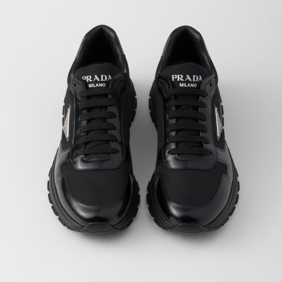 プラダ PRADA 2026春夏 メンズ PRAX 01 Re-Nylon xブラッシュドレザー スニーカー【ブラック 】【送料無料】【正規品】の画像