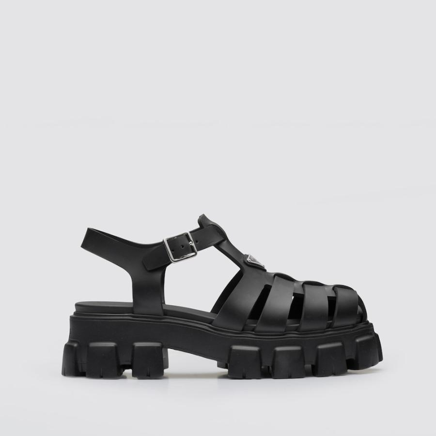 プラダ PRADA 2026春夏 メンズ モノリス ラバー サンダル【ブラック 】【送料無料】【正規品】の画像