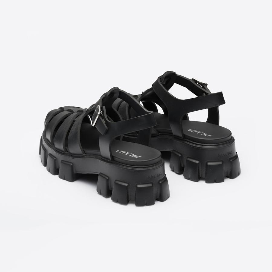 プラダ PRADA 2026春夏 メンズ モノリス ラバー サンダル【ブラック 】【送料無料】【正規品】の画像