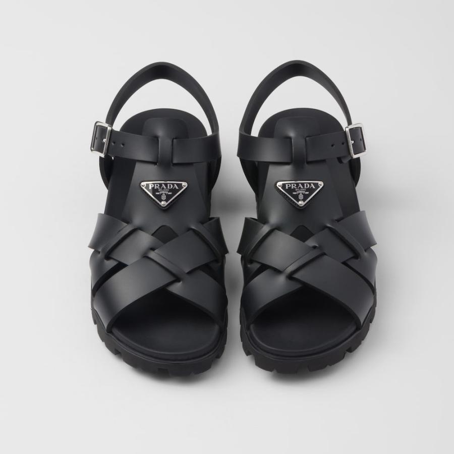 プラダ PRADA 2026春夏 メンズ ラバー クロスサンダル【ブラック 】【送料無料】【正規品】の画像