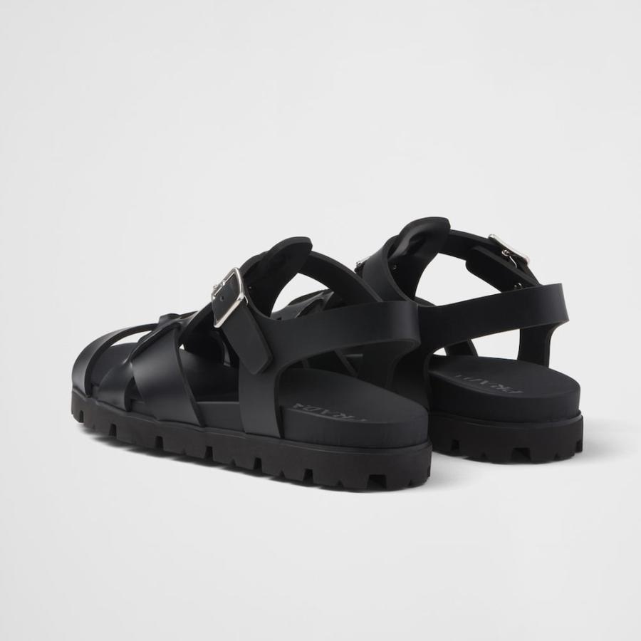 プラダ PRADA 2026春夏 メンズ ラバー クロスサンダル【ブラック 】【送料無料】【正規品】の画像