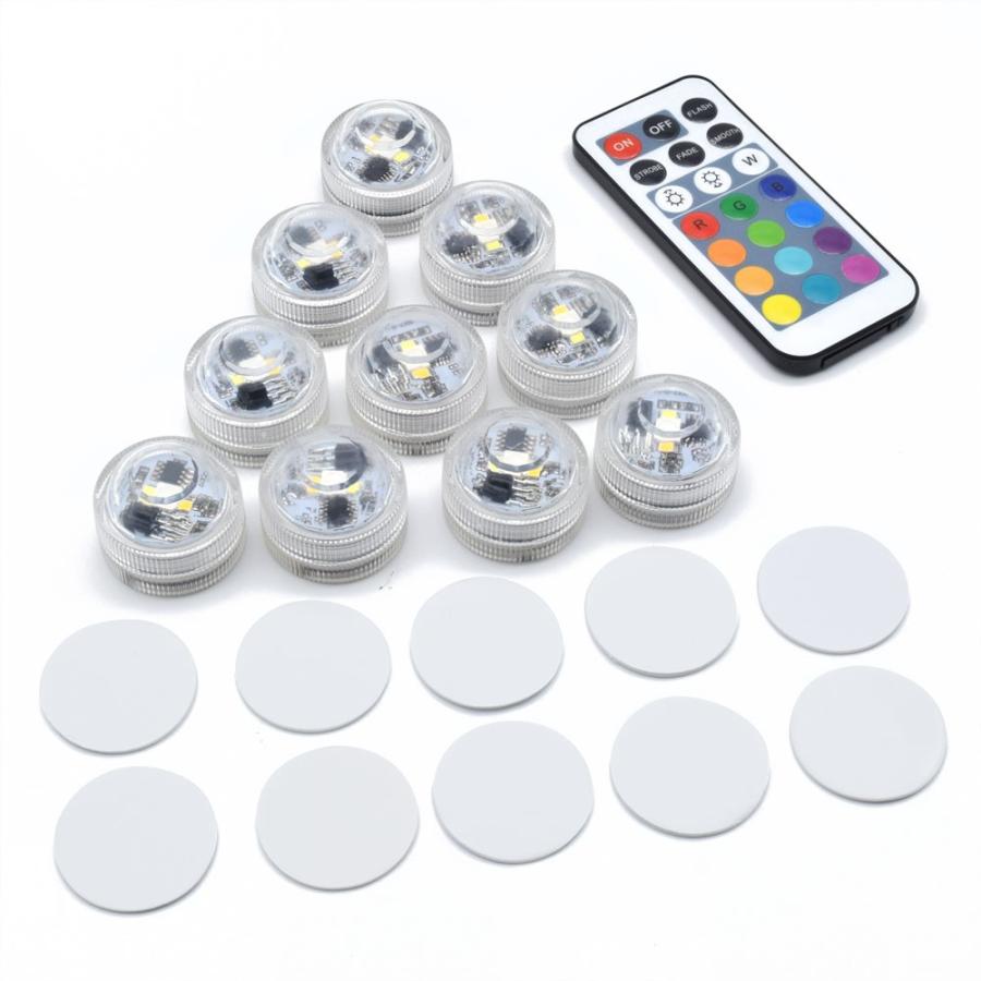 LEDライト台座 MaMe 10P - IP67準拠 防水 16色RGB リモコン制御 LED