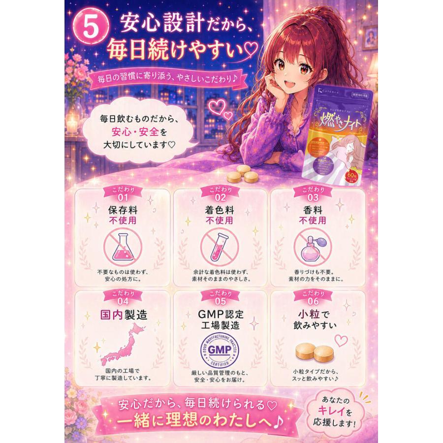 健康補助食品】ダイエットサプリ 寝ている間の 燃焼系 燃やさナイト 60