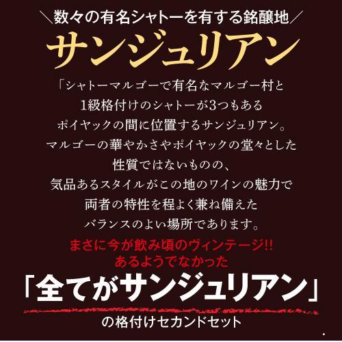 1本あたり5,500円(税込) 送料無料 全てがサンジュリアン赤3本セットファインズ 750ml×3本 格付け2級 3級 4級セカンド 浜運 | ブランド登録なし | 02