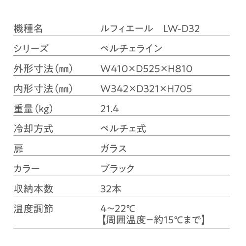 ワインセラー ルフィエール ペルチェライン『LW-D32』 32本 ブラック 送料無料 家庭用 ワインクーラー おすすめ おしゃれ 小型 ●ワイン｜cellar｜20