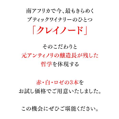 クレイノード トライアル3本セット 750ml 3本入 南アフリカワインセット 1本あたり3,330円(税込) 送料無料 浜運A | ブランド登録なし | 03