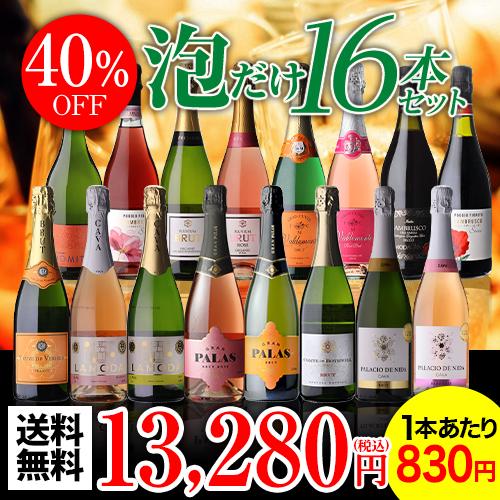 ワイン ワインセット 白 ロゼ泡 シャンパン製法入 スパークリング 16本