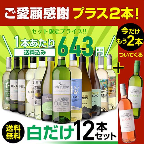 ワインセット 白セット 白だけ 特選 12本＋2本(計14本) 辛口 飲み比べ 