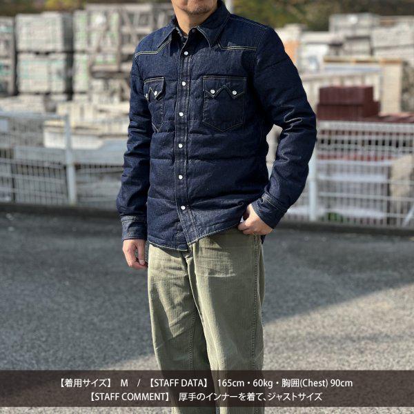 定価26万 20SS極美品 カーフスキン　ドッキングデニムジャケット サイズ48 CUSHMAN（クッシュマン） 21386 8oz DENIM DOWN SHIRTS デニム ダウン