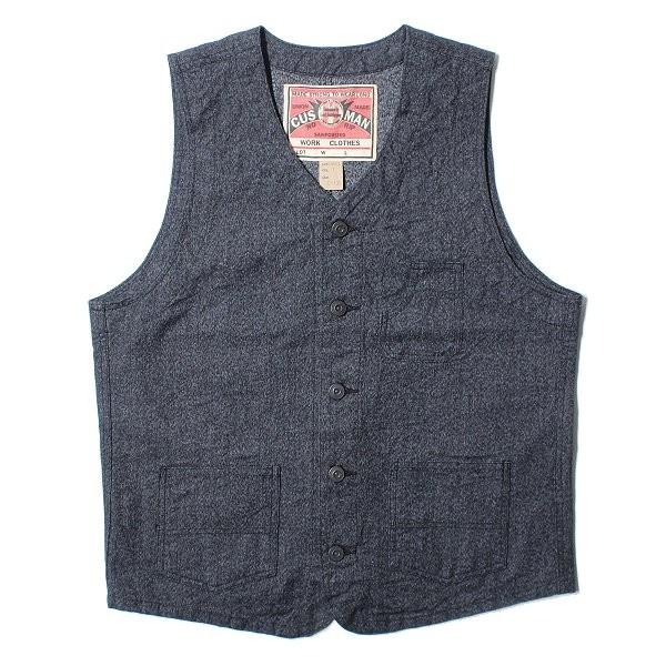 CUSHMAN（クッシュマン） ブラックシャンブレー ワークベスト BLACK