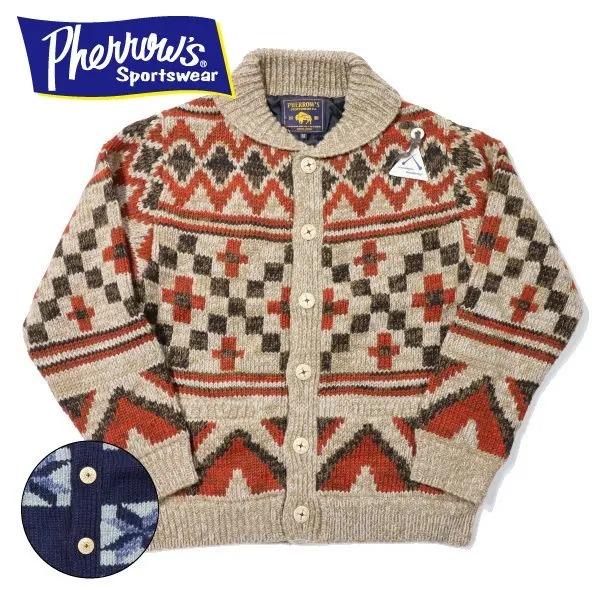 Pherrow's（フェローズ） 24W-PNS-CARDIGAN ハンドメイドニット